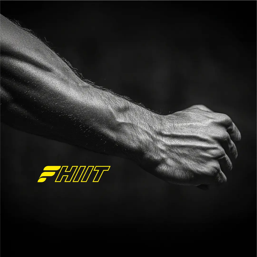 FHIIT brand identity, fist mark on gym collateral